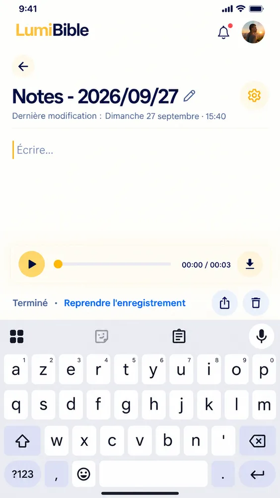 Éditeur de notes avec enregistrement audio